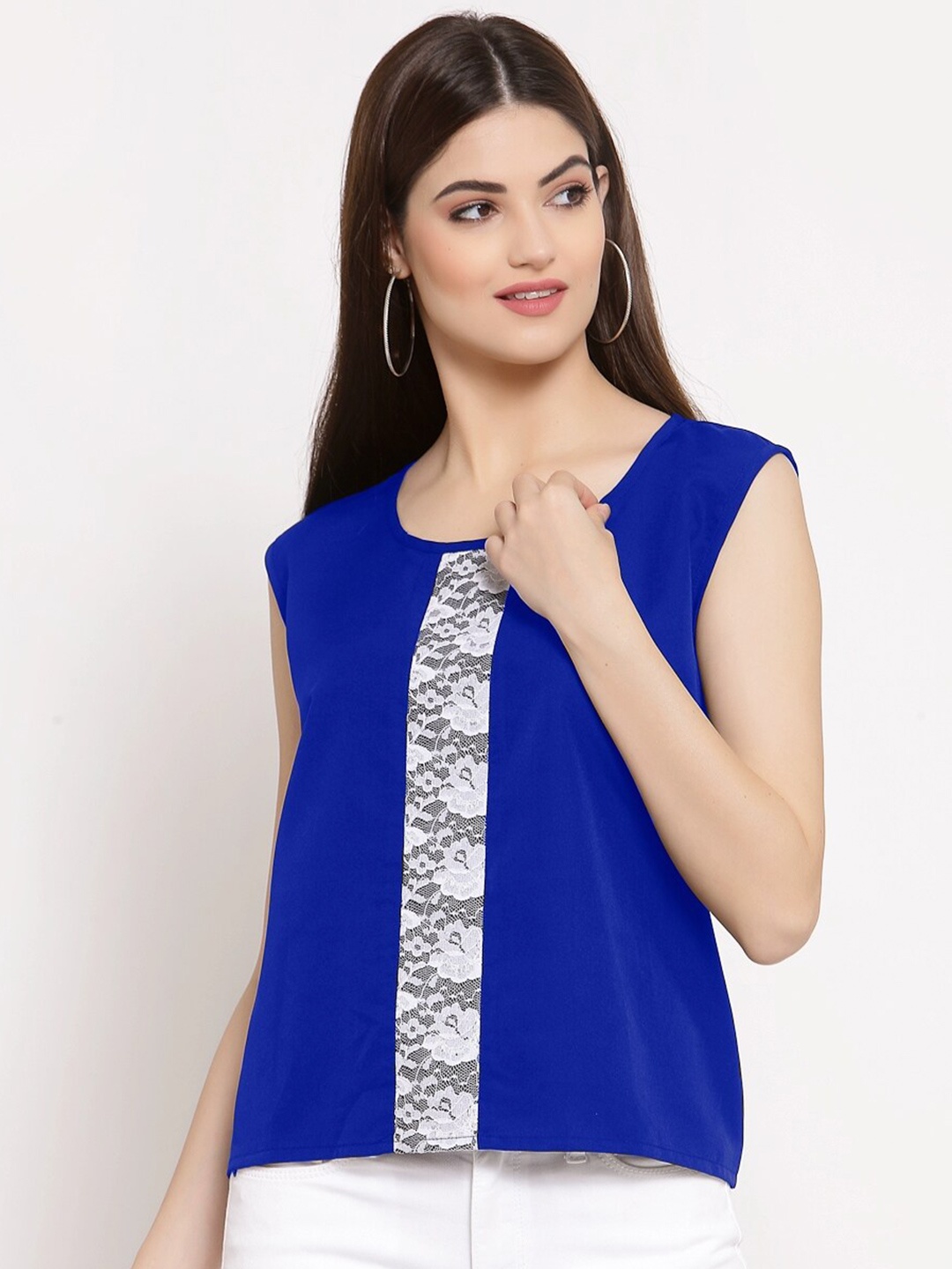 

PATRORNA Blue Colourblocked Top