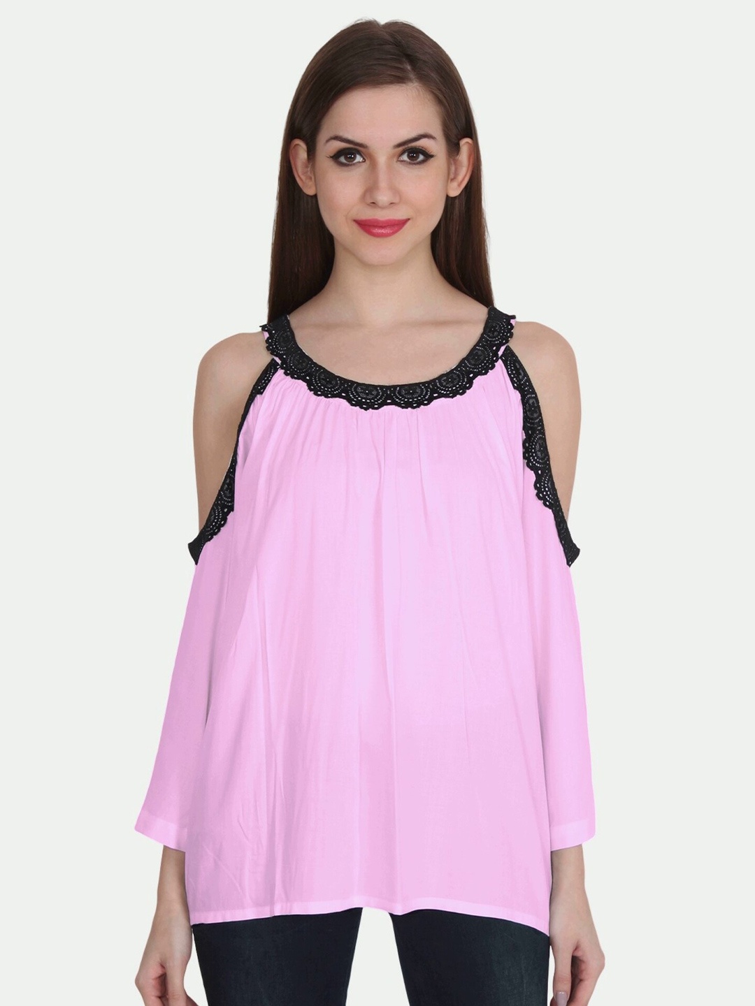 

PATRORNA Women Pink & Black Top