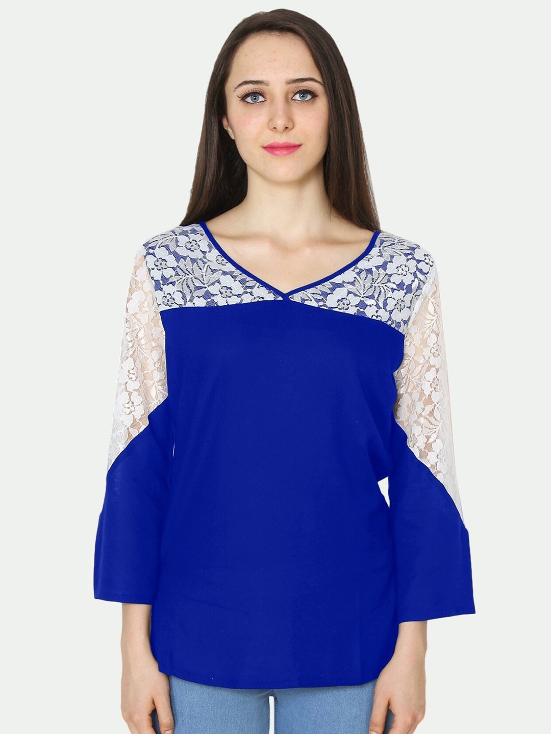 

PATRORNA Women Blue & White Top