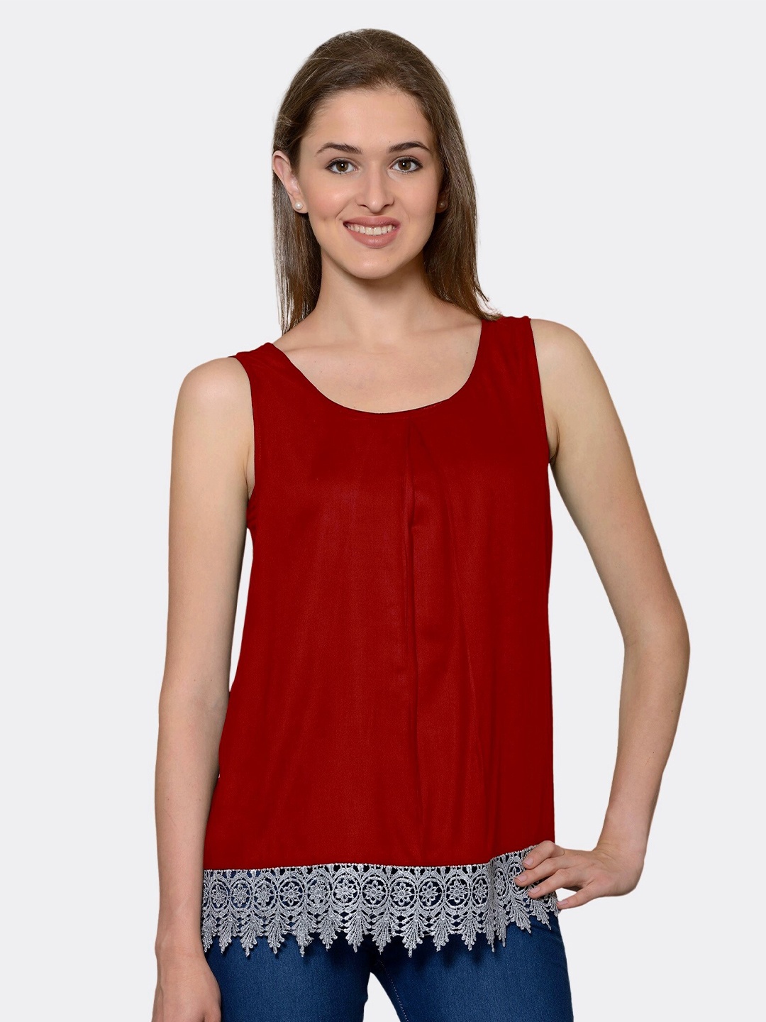 

PATRORNA Women Maroon & Grey Top