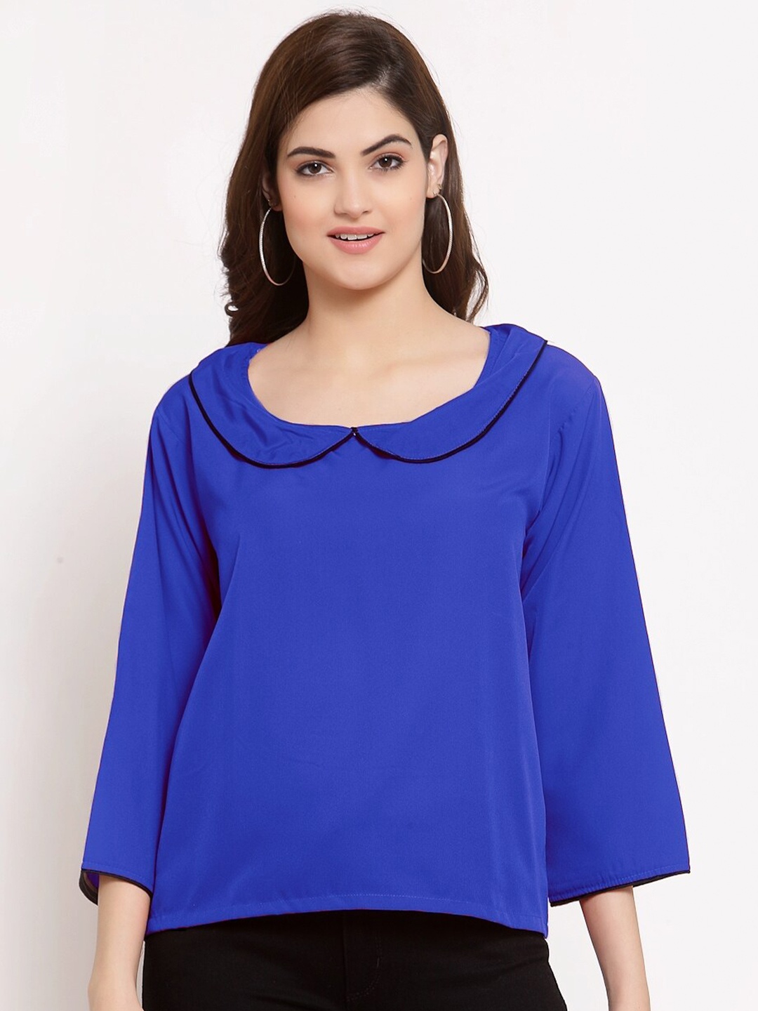 

PATRORNA Women Blue Solid Top