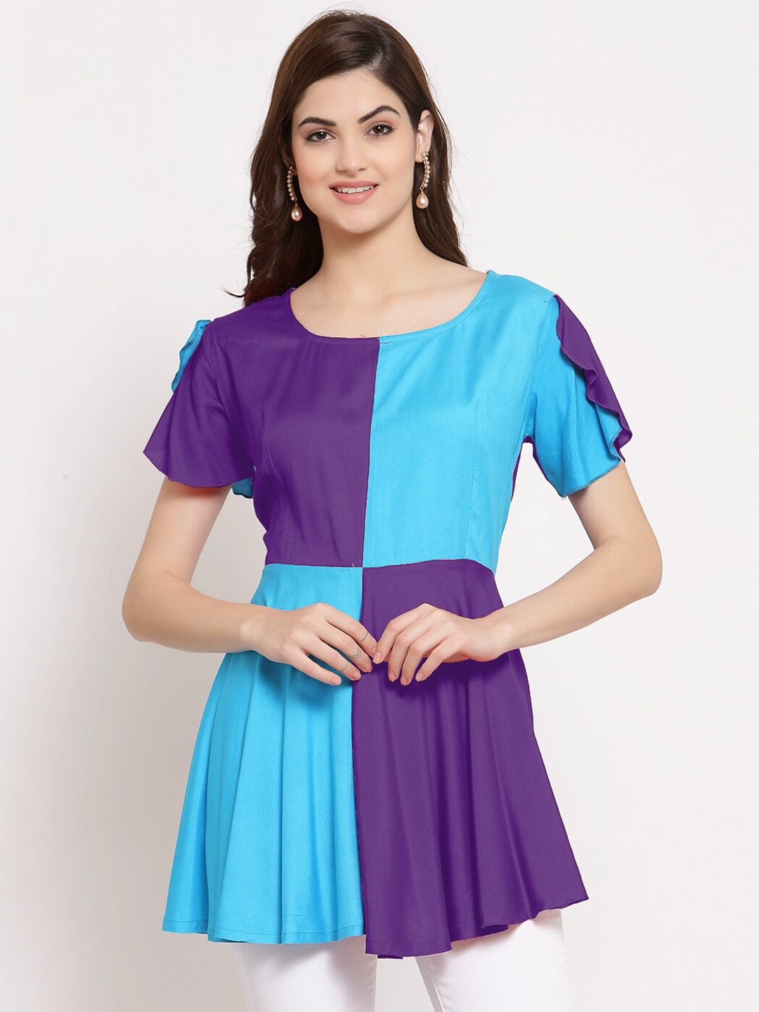 

PATRORNA Women Colourblocked Top, Purple