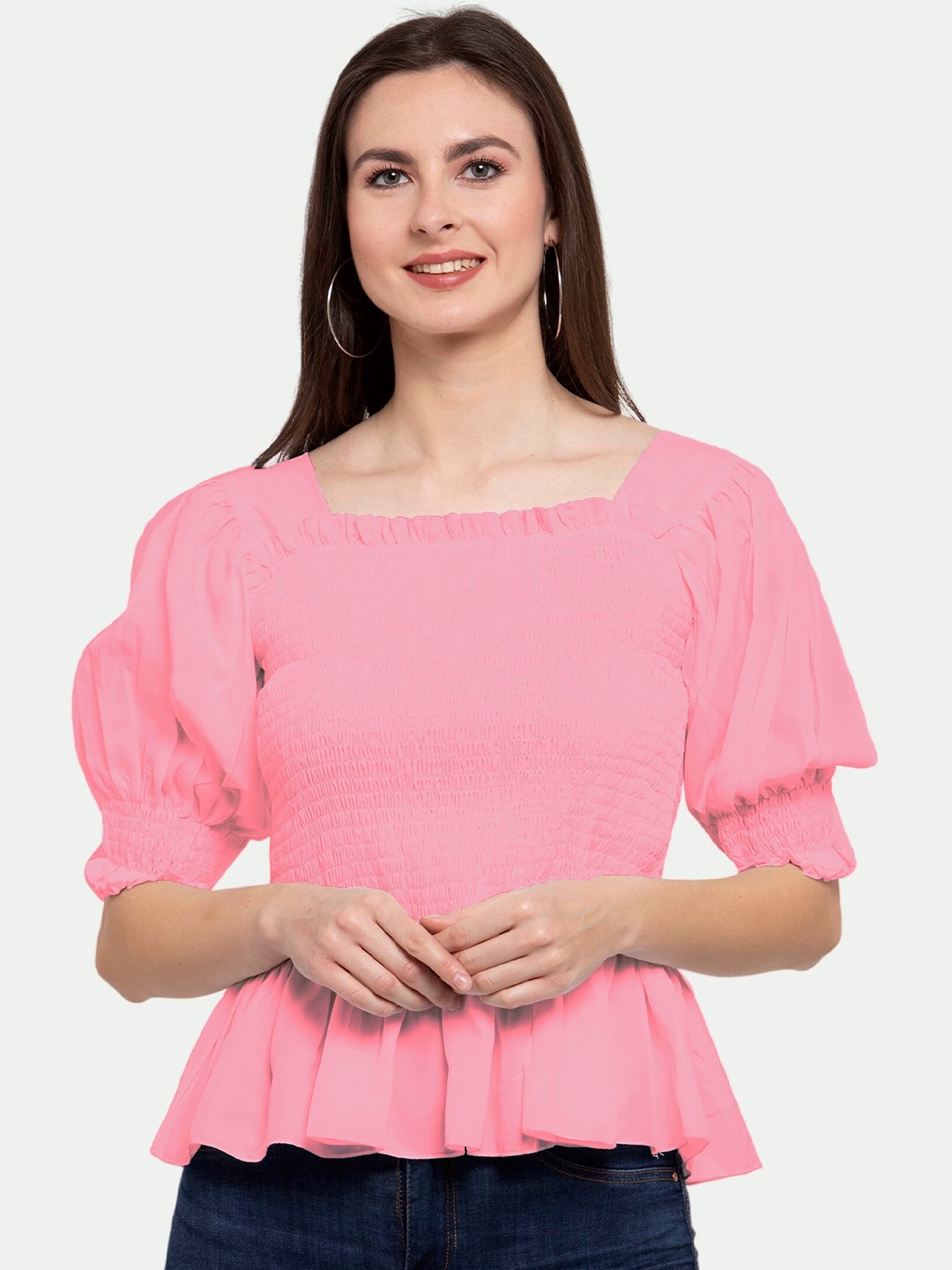 

PATRORNA Women Peplum Top, Pink