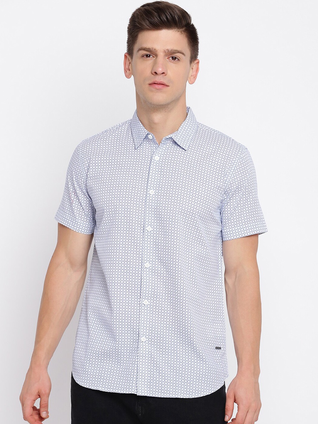 

abof Men Slim Fit Printed Cotton Casual Shirt, Blue