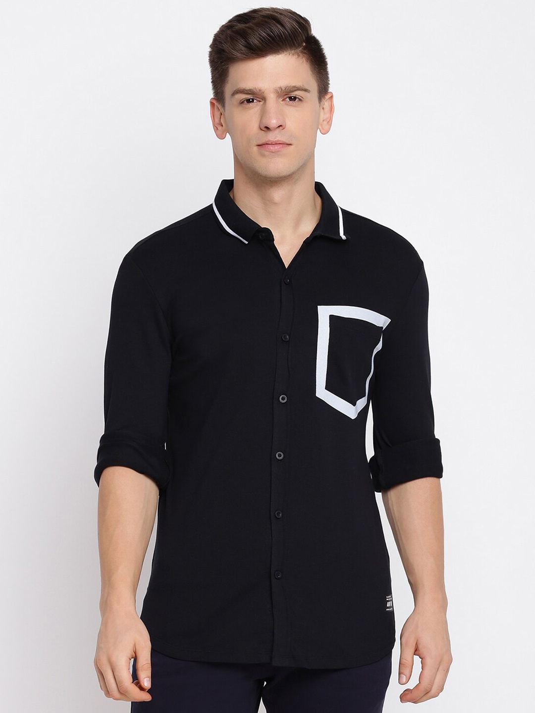 

abof Men Regular Fit Solid Cotton Casual Shirt, Black
