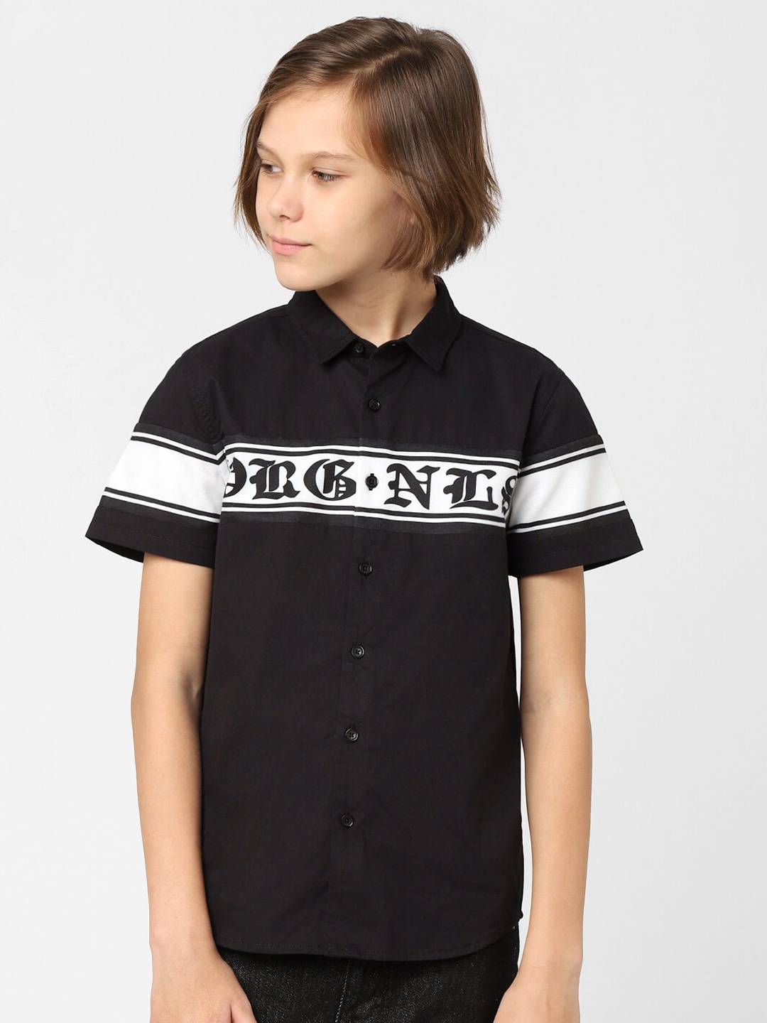 

Jack & Jones Junior Boys Slim Fit Printed Casual Shirt, Black