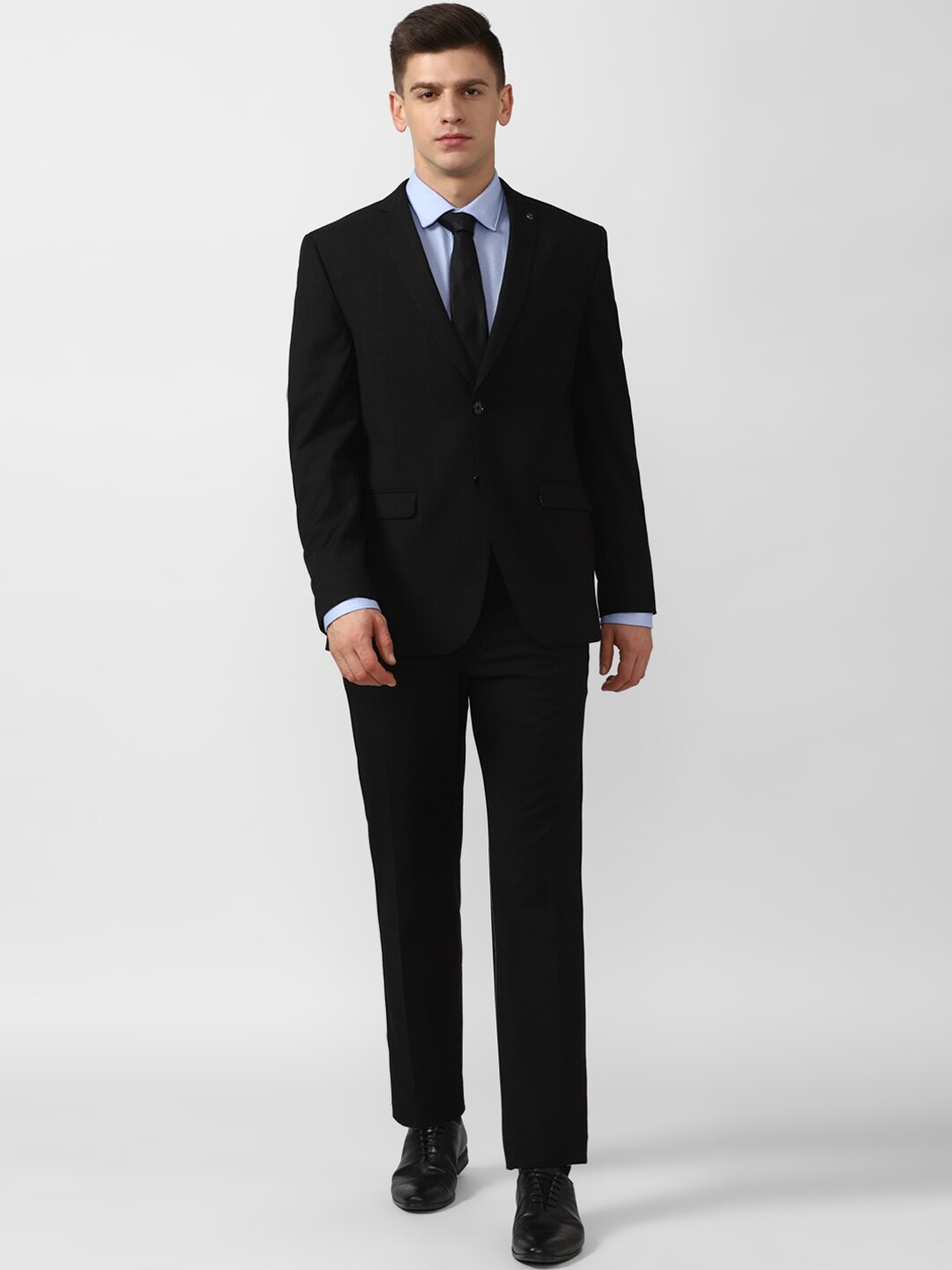 

Van Heusen Men Black Solid Slim Fit Single-Breasted Two-Piece Fashion Formal Suit