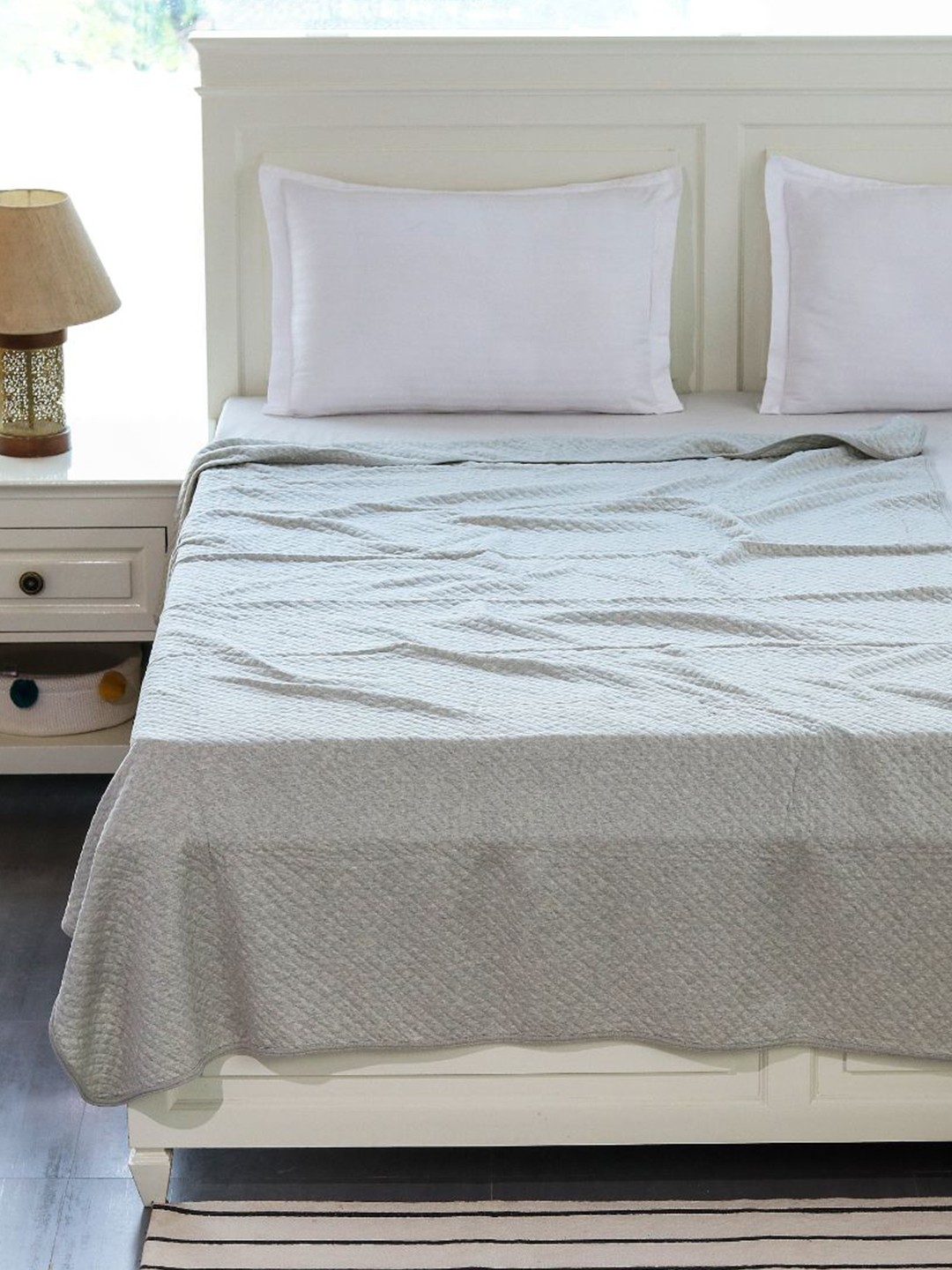 

Pluchi Grey Melange Geometric Mild Winter 350 GSM Single Bed Blanket