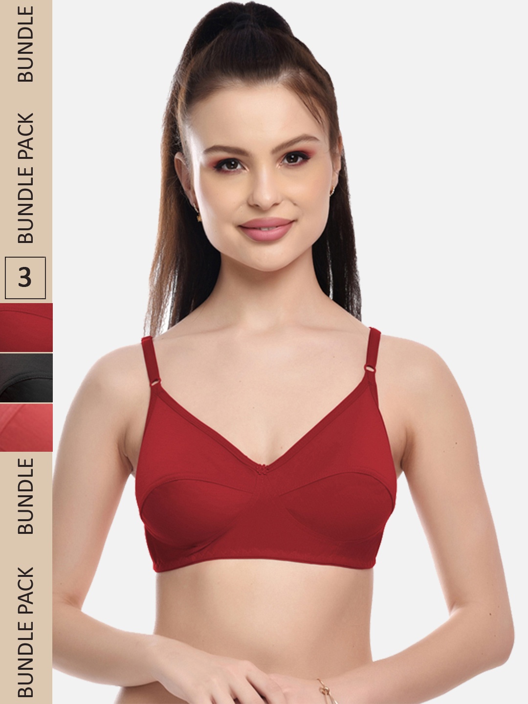 

FIMS Women Pack of 2 Black & Pink Bra