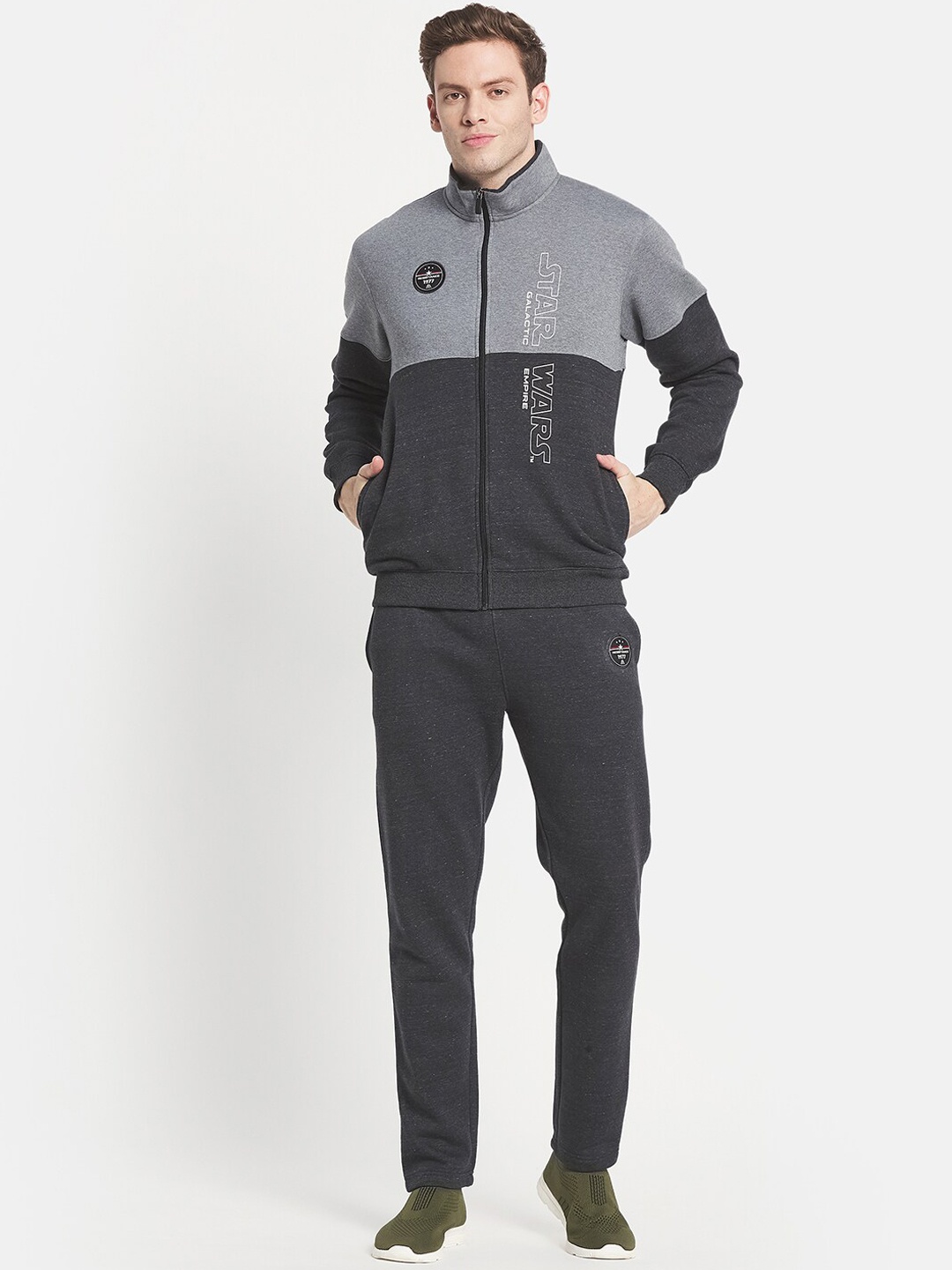 

Octave Men Grey Colourblocked Cotton Track Suit