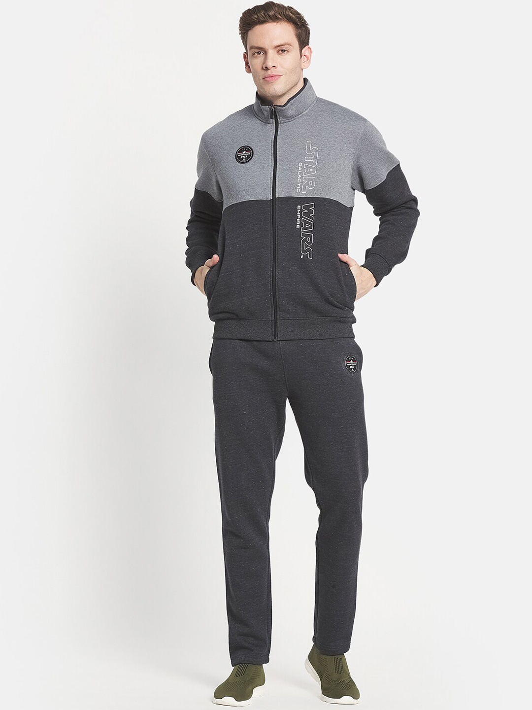 

Octave Men Grey Colourblocked Cotton Track Suit