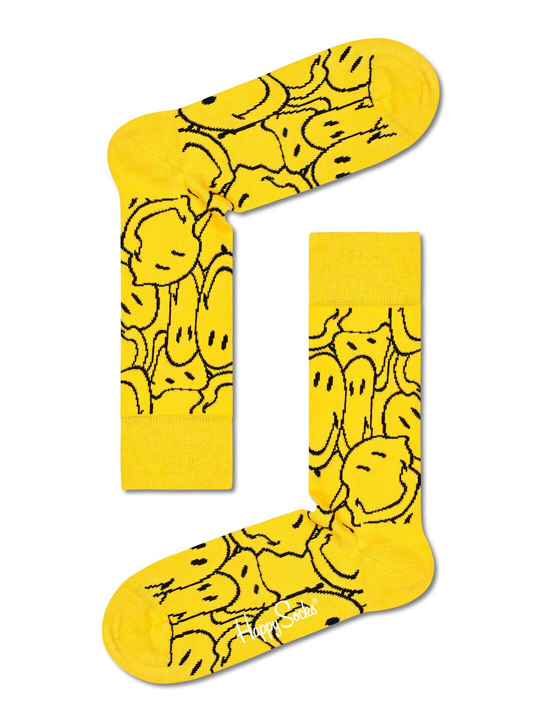 

Happy Socks Unisex Yellow Super Smiley Patterned Cotton Above Ankle Length Socks