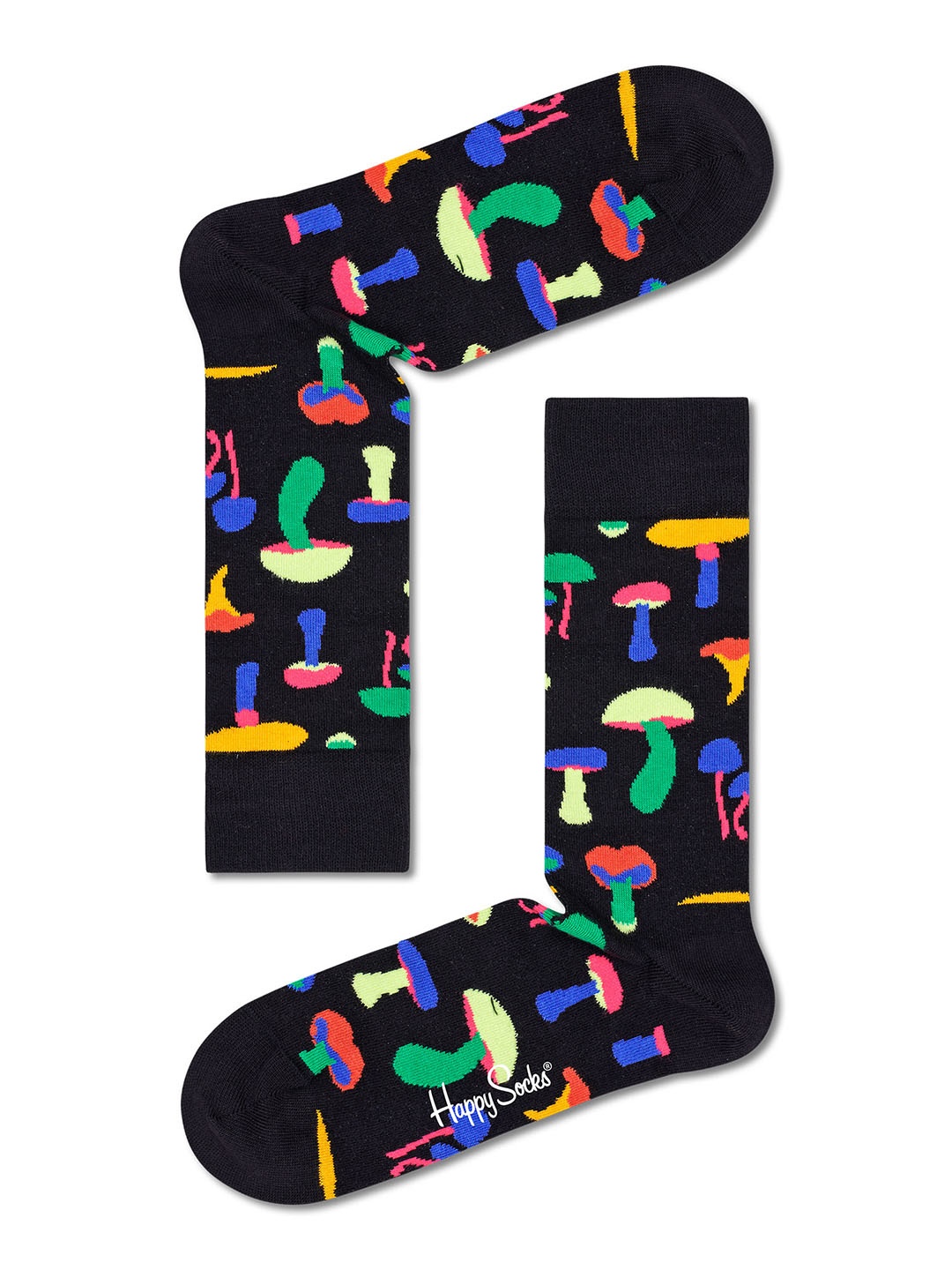 

Happy Socks Black Mushroom Patterned Cotton Above Ankle Length Socks
