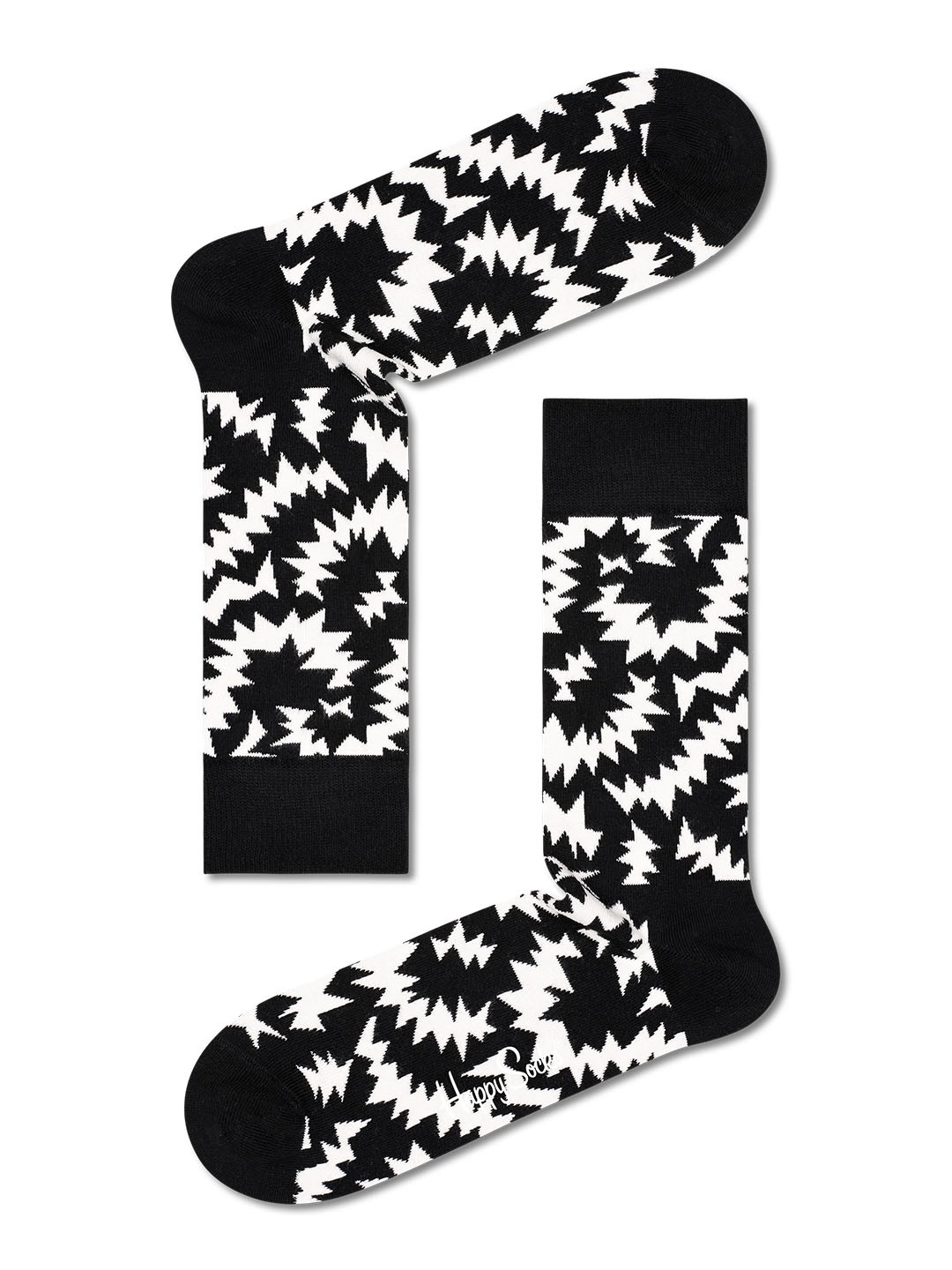 

Happy Socks Black & White Patterned Calf Length Cotton Socks