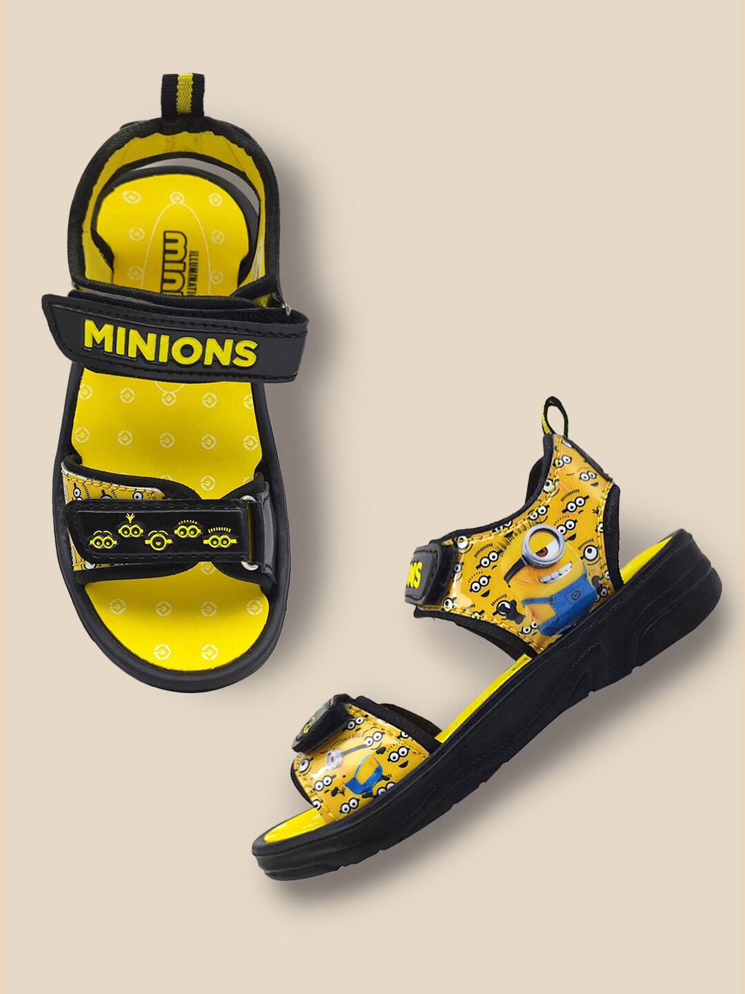 

Kids Ville Boys Yellow & Black Minions Printed Sports Sandals