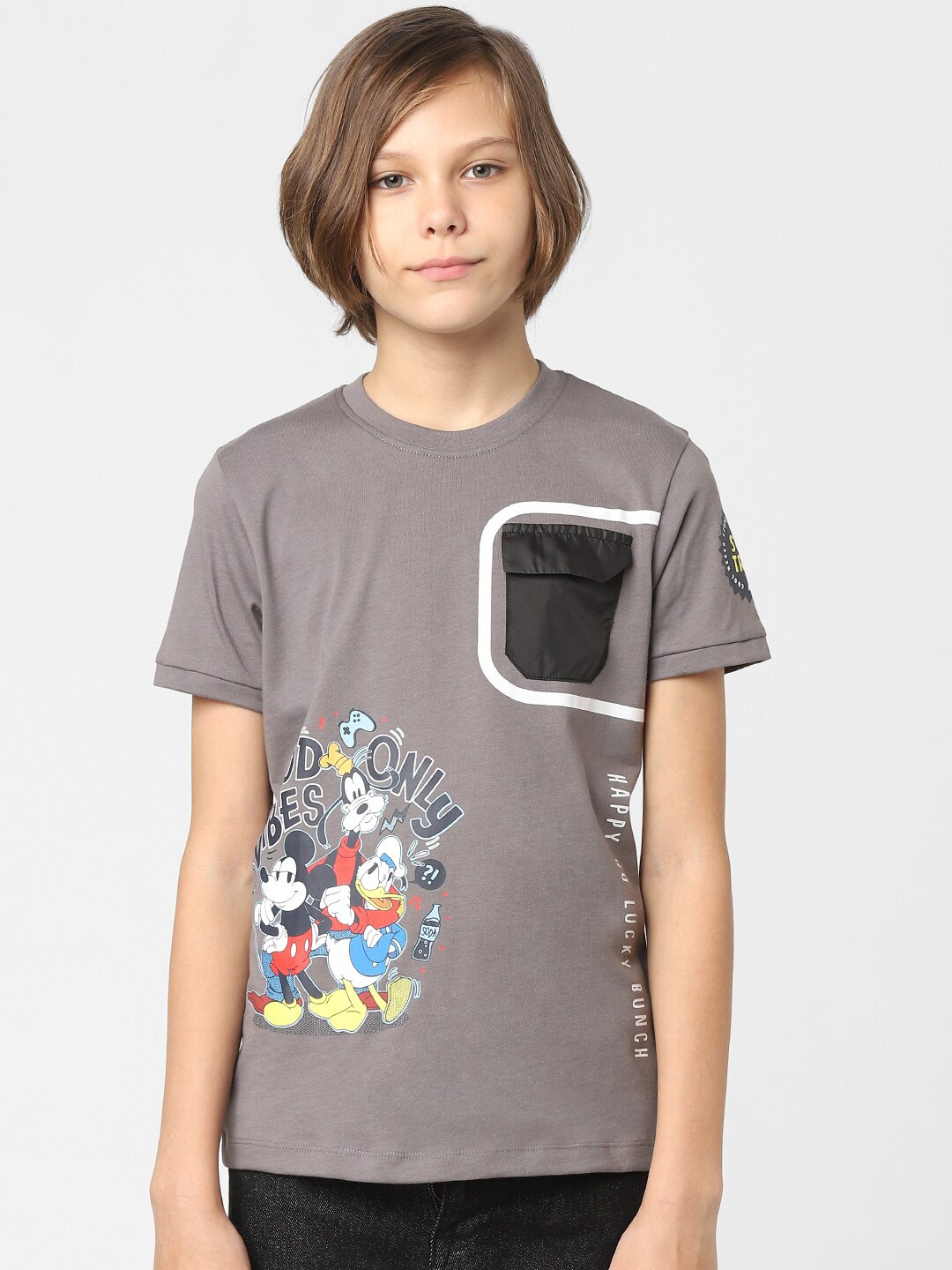 

Jack & Jones Junior Boys Grey Mickey Mouse Cotton T-shirt