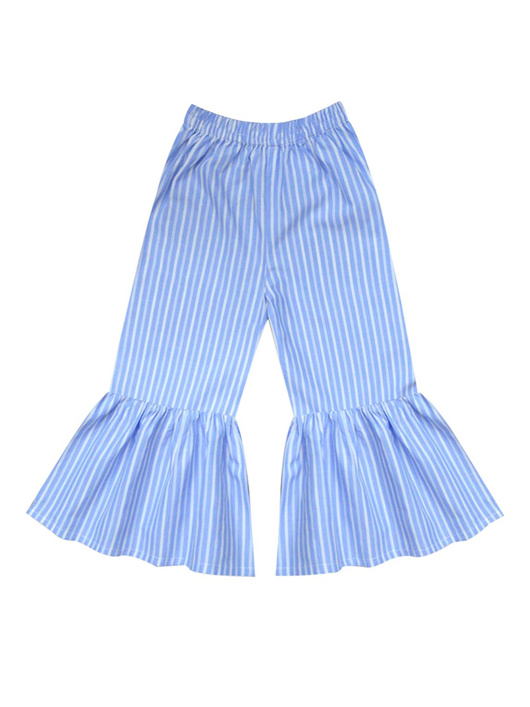 

A T U N Girls White Striped Classic Pleated Pure Cotton Culottes Trouser