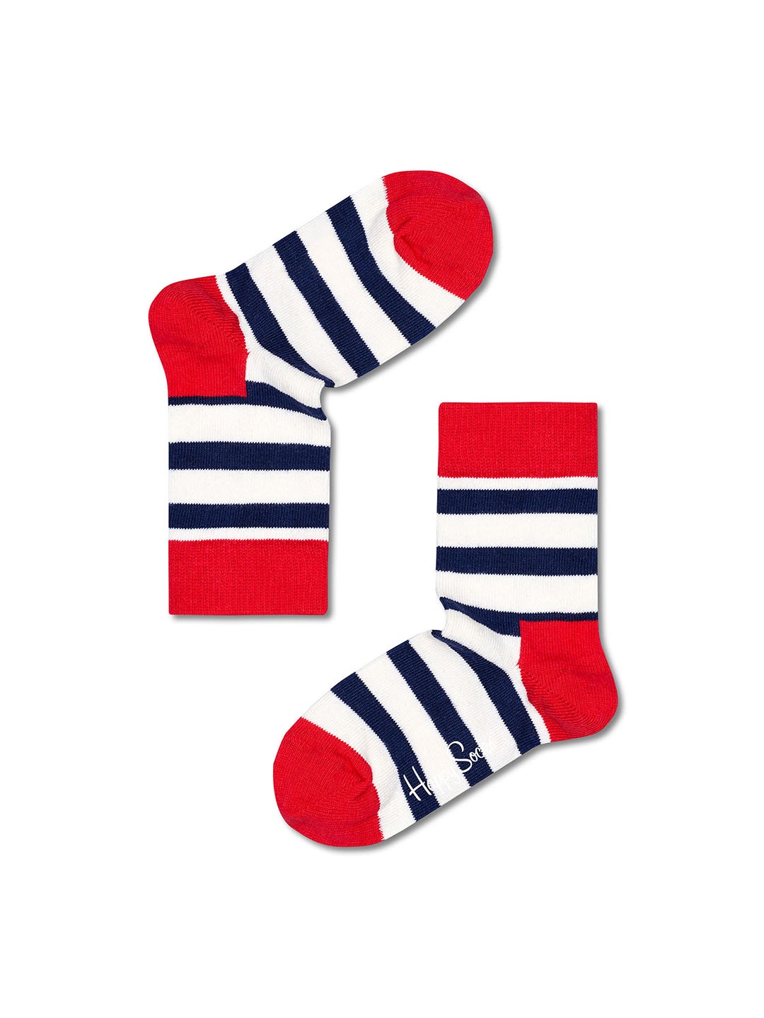 

Happy Socks Kids White & Black Striped Cotton Above Ankle Socks