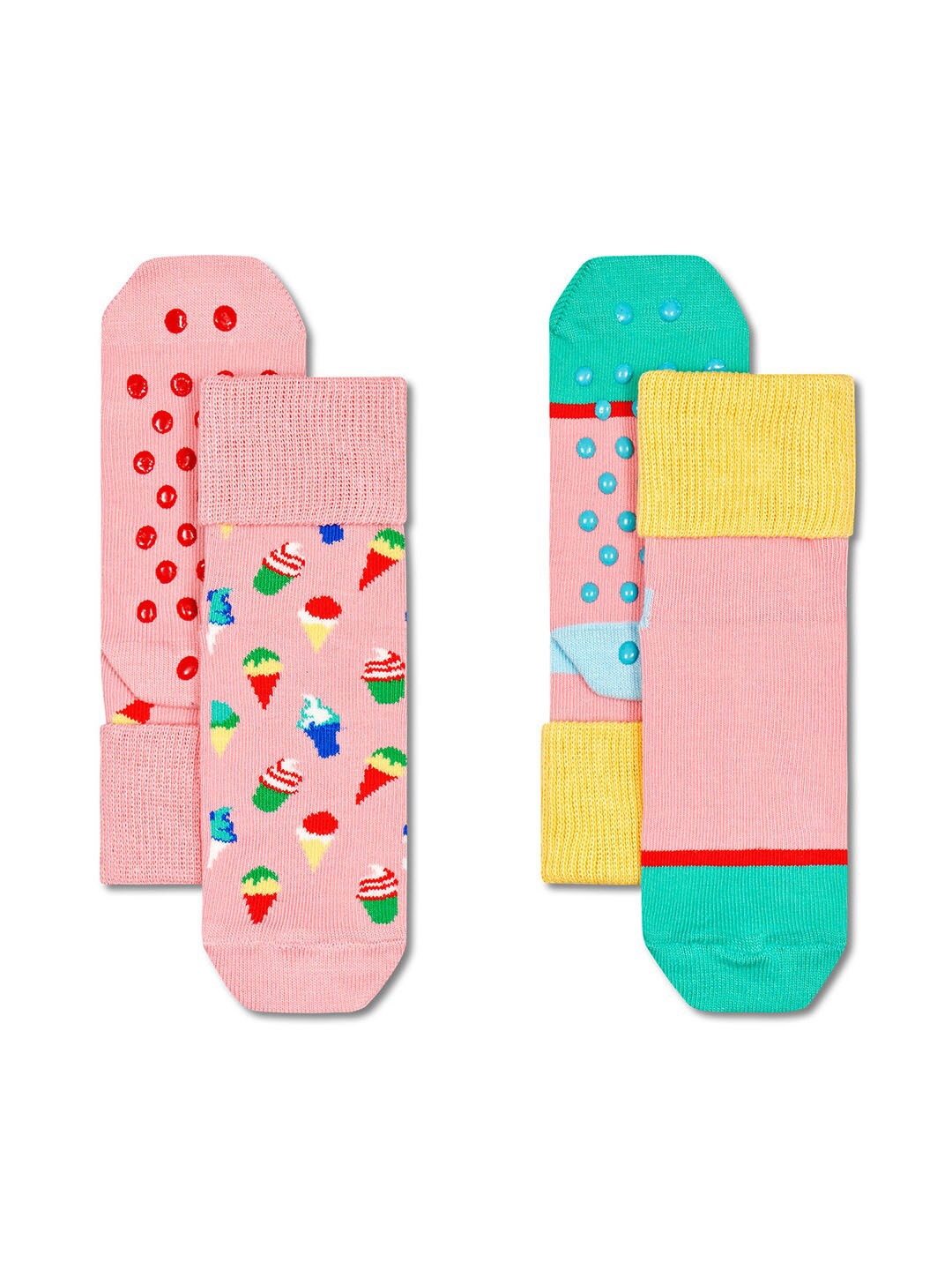 

Happy Socks Kids Pack of 2 Pink Patterned Ankle Length Anti Slip Socks
