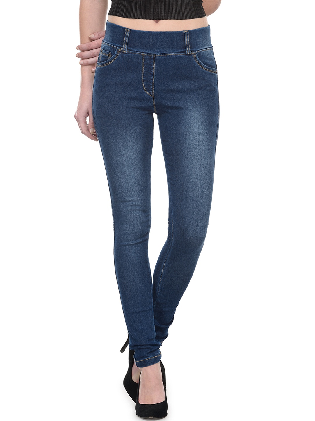 

Westwood Blue Washed Skinny Fit Denim-Look Jeggings