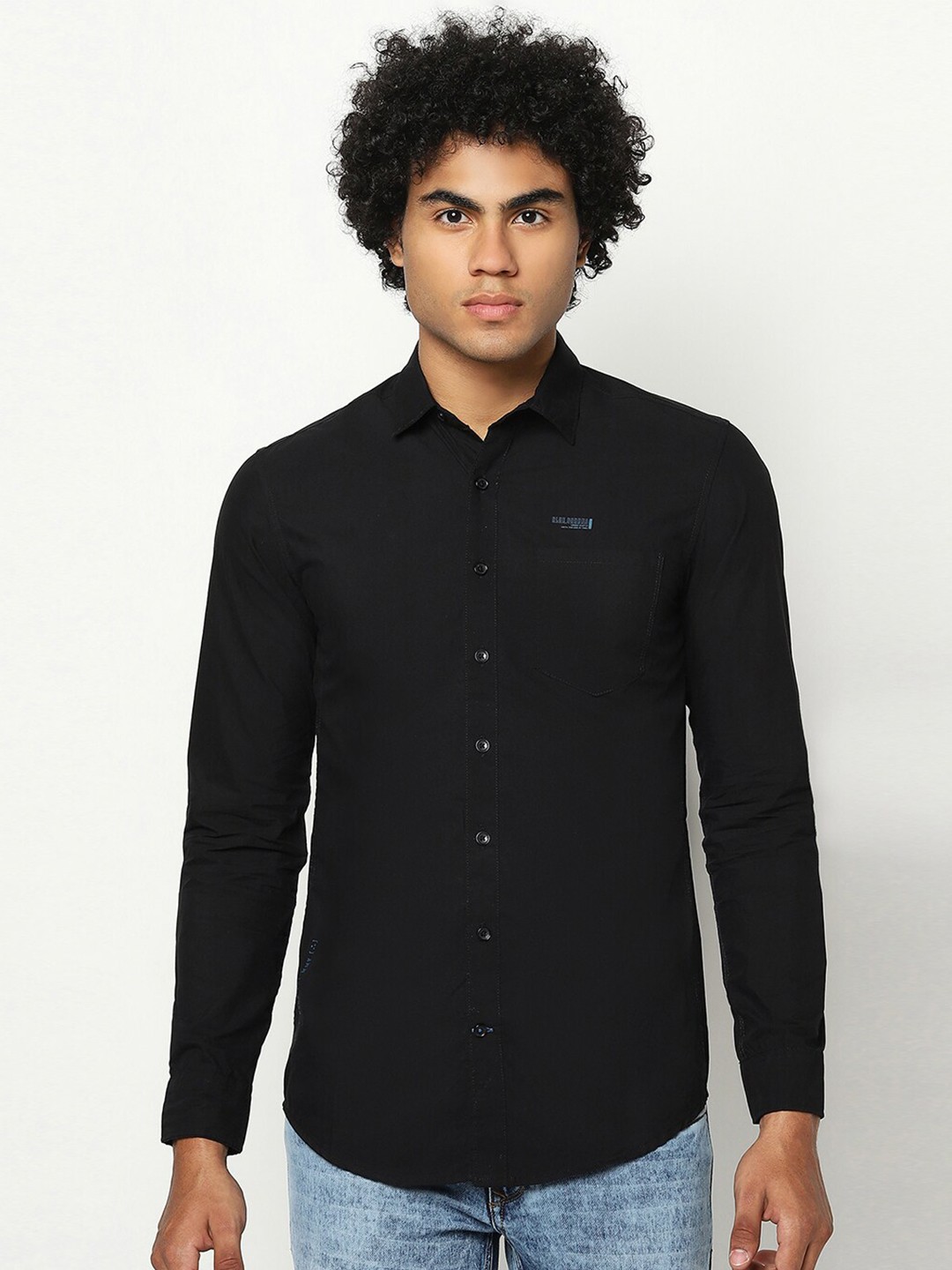 

Blue Buddha Men Regular Fit Solid Cotton Casual Shirt, Black