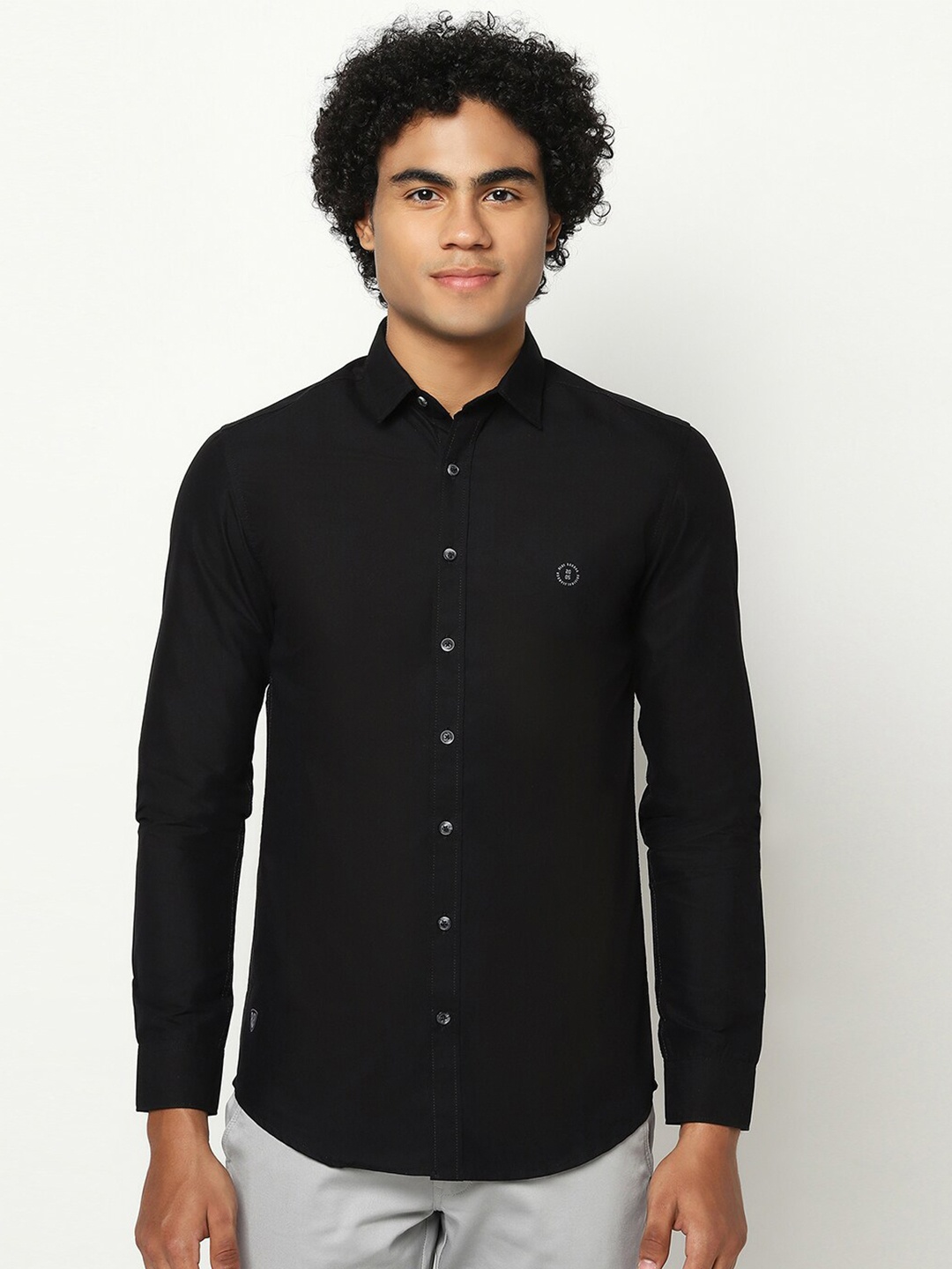 

Blue Buddha Men Regular Fit Solid Cotton Casual Shirt, Black