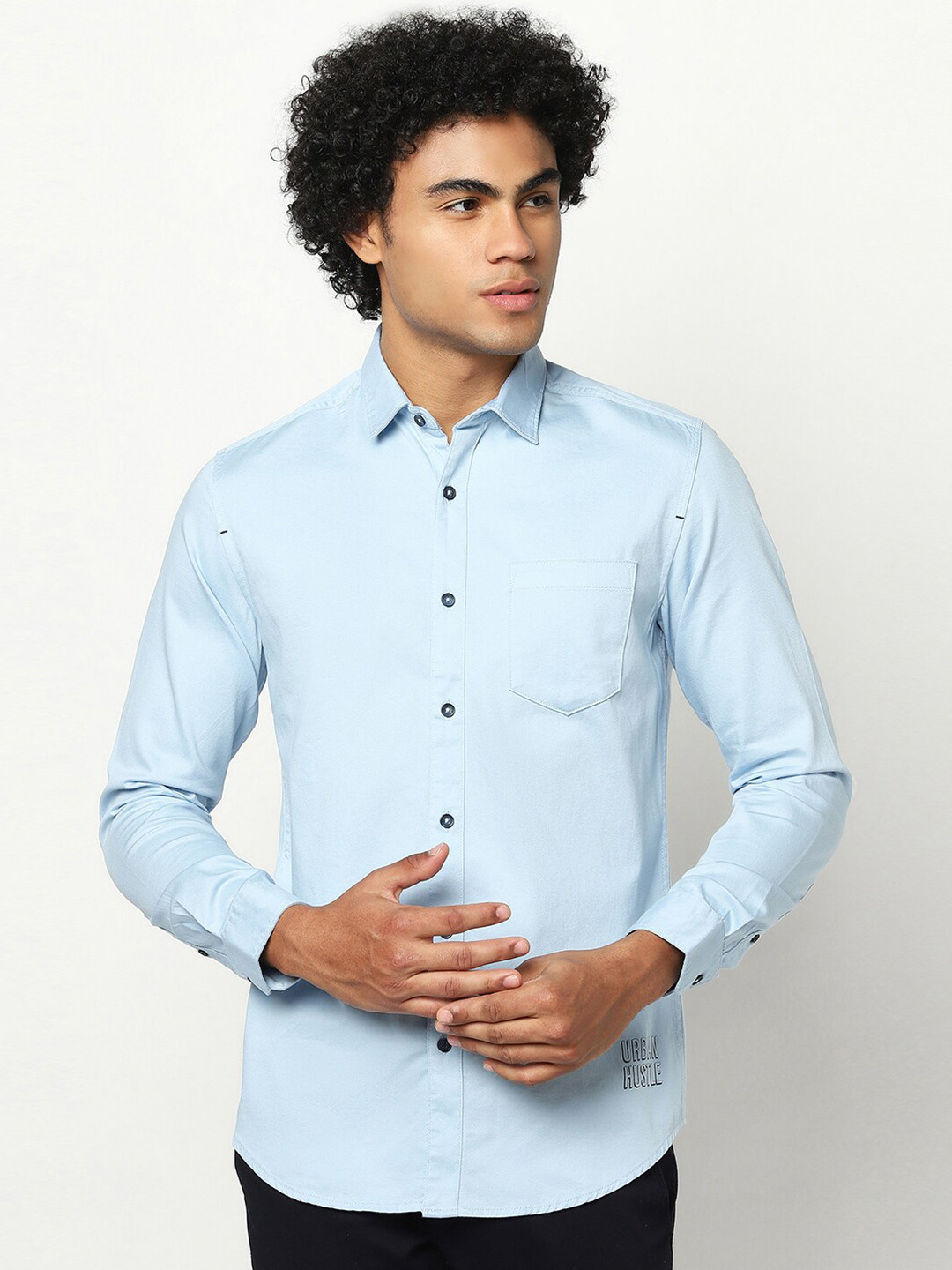

Blue Buddha Men Regular Fit Solid Cotton Casual Shirt