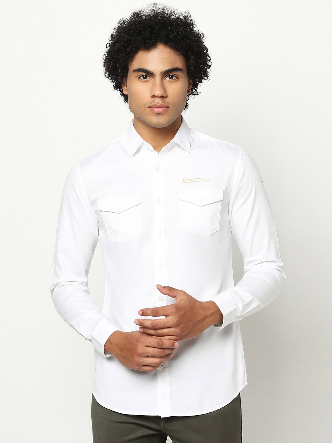 

Blue Buddha Men Regular Fit Solid Cotton Casual Shirt, White
