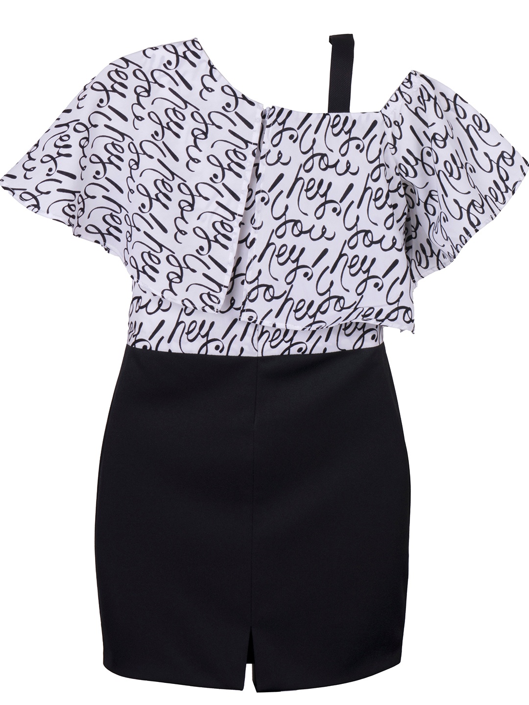 

Hunny Bunny Kids Girls White And Black Typography Print One Shoulder Dress