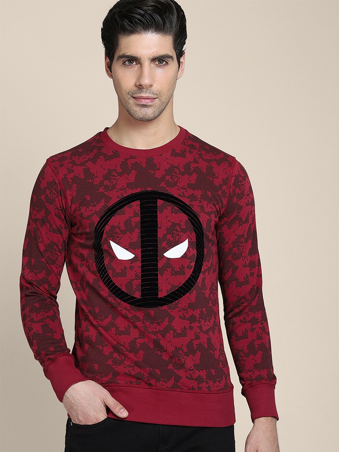 

Free Authority Men Red & Black Deadpool Print Sweatshirt