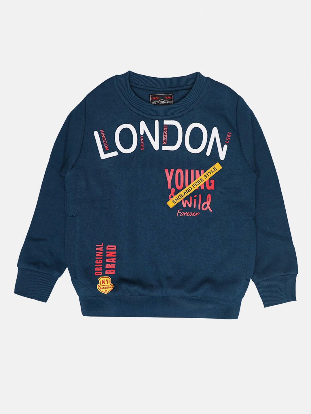 

CHIMPRALA Boys Printed Cotton Sweatshirt, Blue