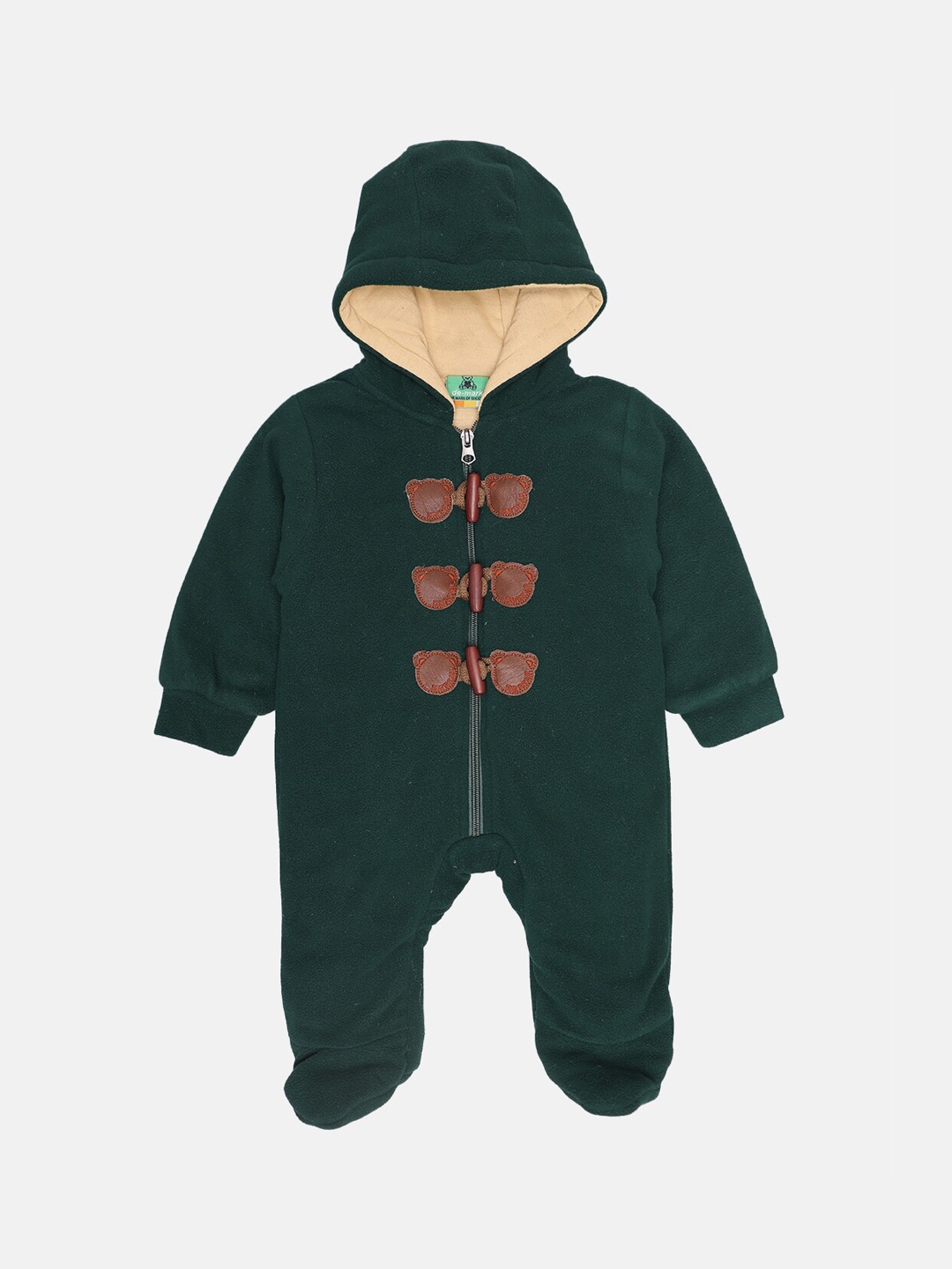 

CHIMPRALA Kids Green Solid Rompers