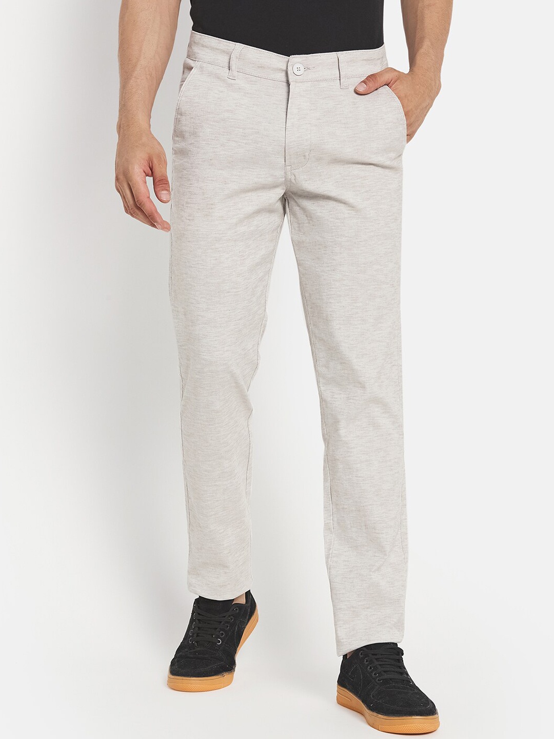 

Octave Men Off White Casual Trouser