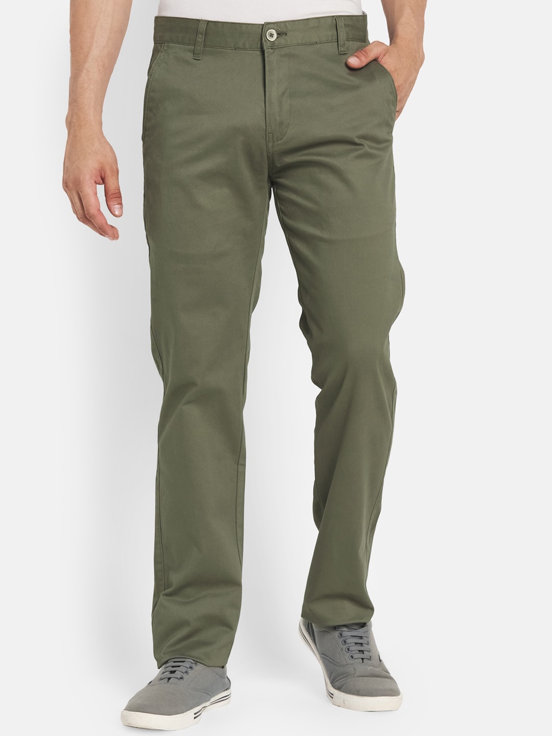 

Octave Men Olive Green Casual Trouser