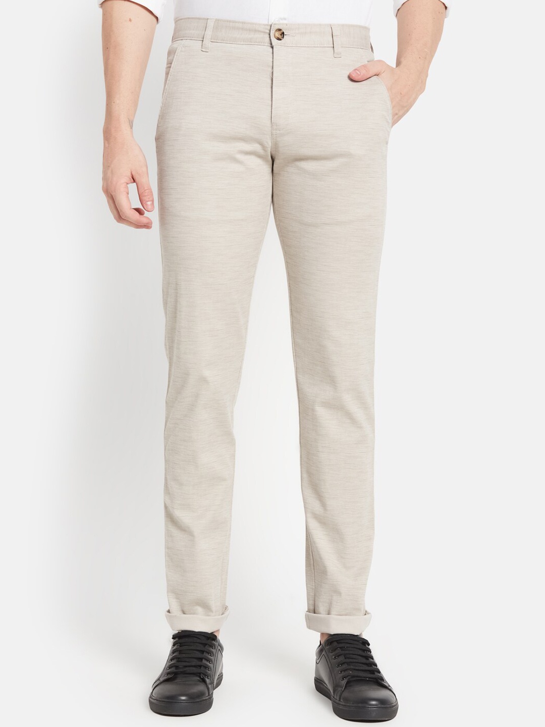 

Octave Men Cream-Coloured Casual Trouser