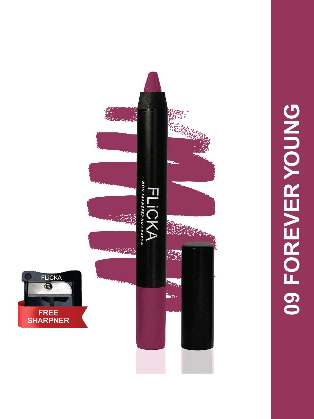 

FLiCKA Lasting Lipsence Non Transfer HD Crayon Lipstick with Sharpener 10g - 09, Pink