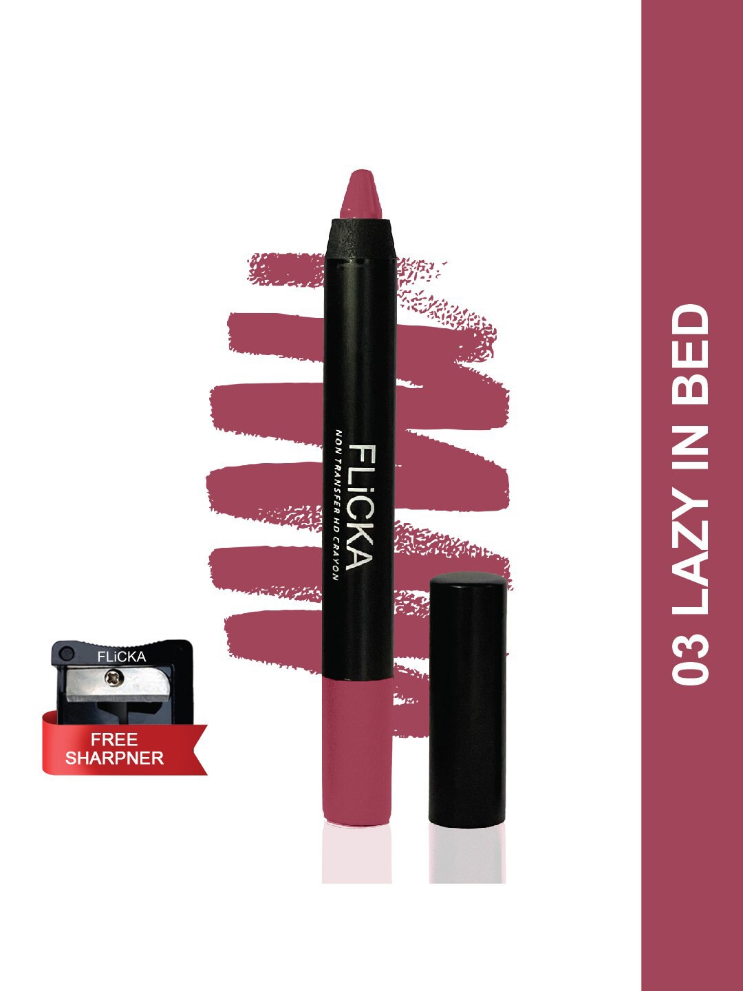 

FLiCKA Lasting Lipsence Non Transfer HD Crayon Lipstick with Sharpener 10g - 03, Pink