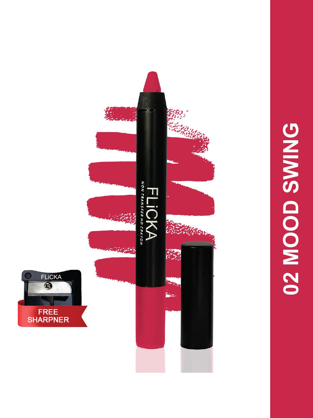 

FLiCKA Lasting Lipsence Non Transfer HD Crayon Lipstick with Sharpener 10g - 02, Pink
