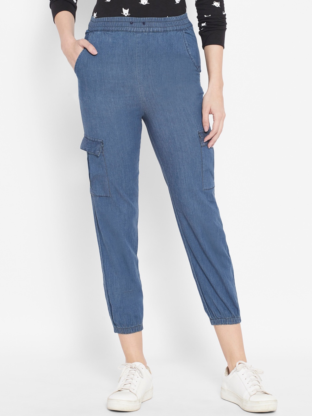 

I Love She Women Relaxed High-Rise Joggers Trousers, Blue