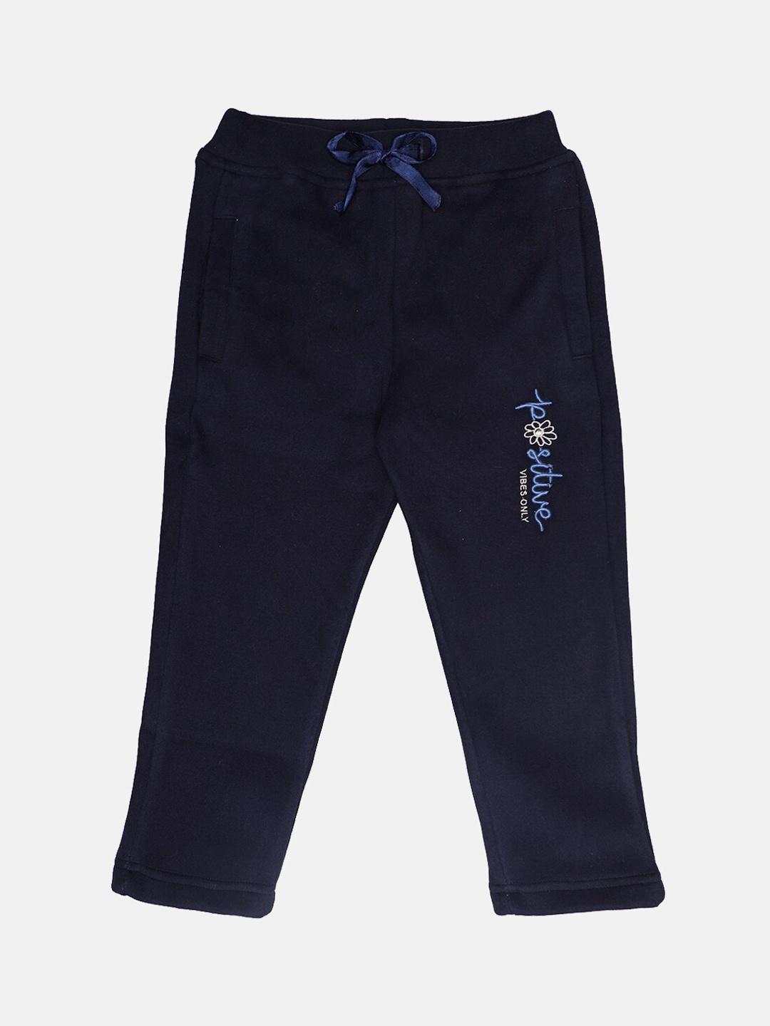 

CHIMPRALA Girls Navy Blue Solid Cotton Jogger