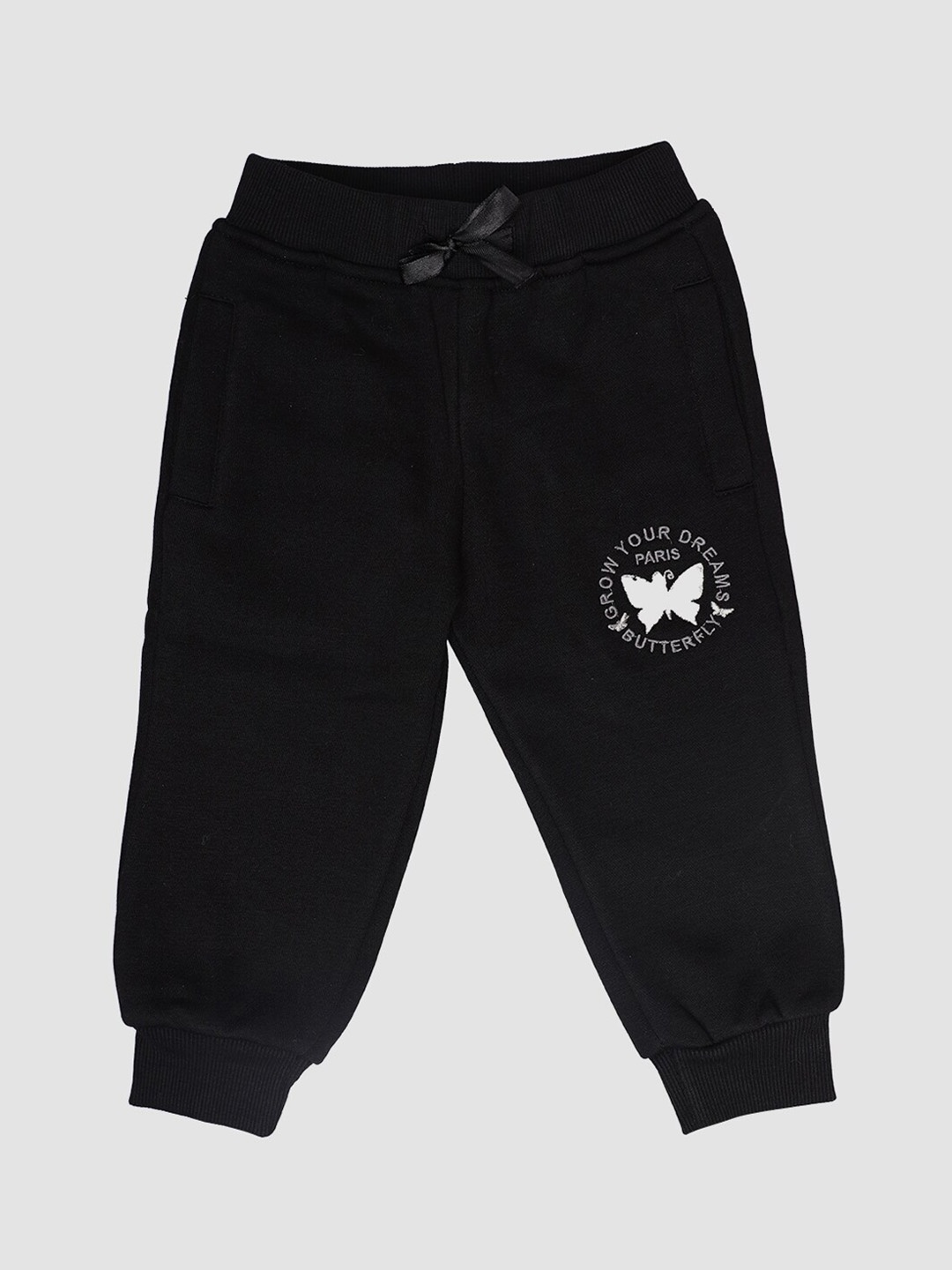 

CHIMPRALA Girls Black Solid Cotton Jogger