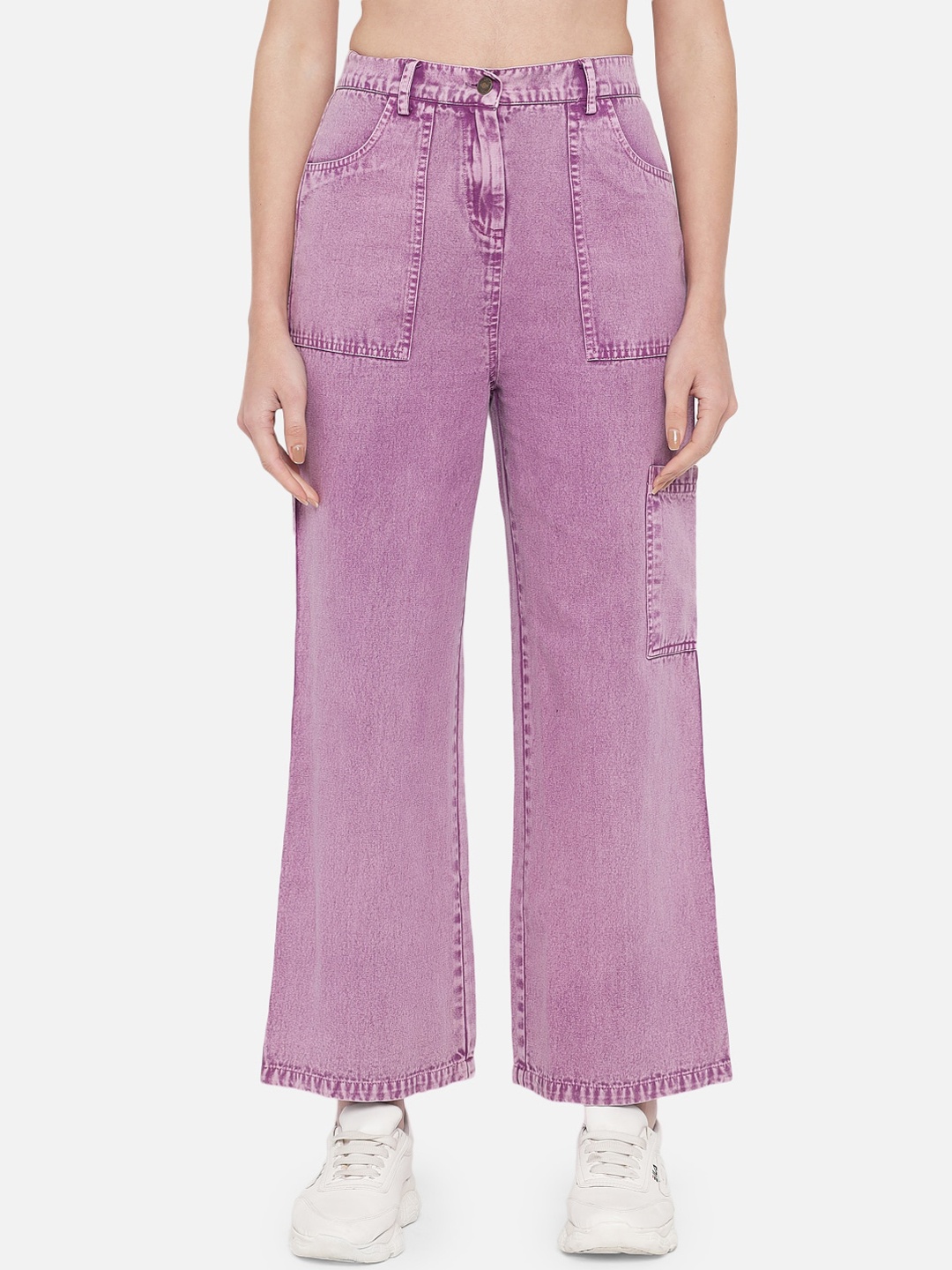 

Orchid Blues Women Flared High-Rise Easy Wash Trousers, Lavender
