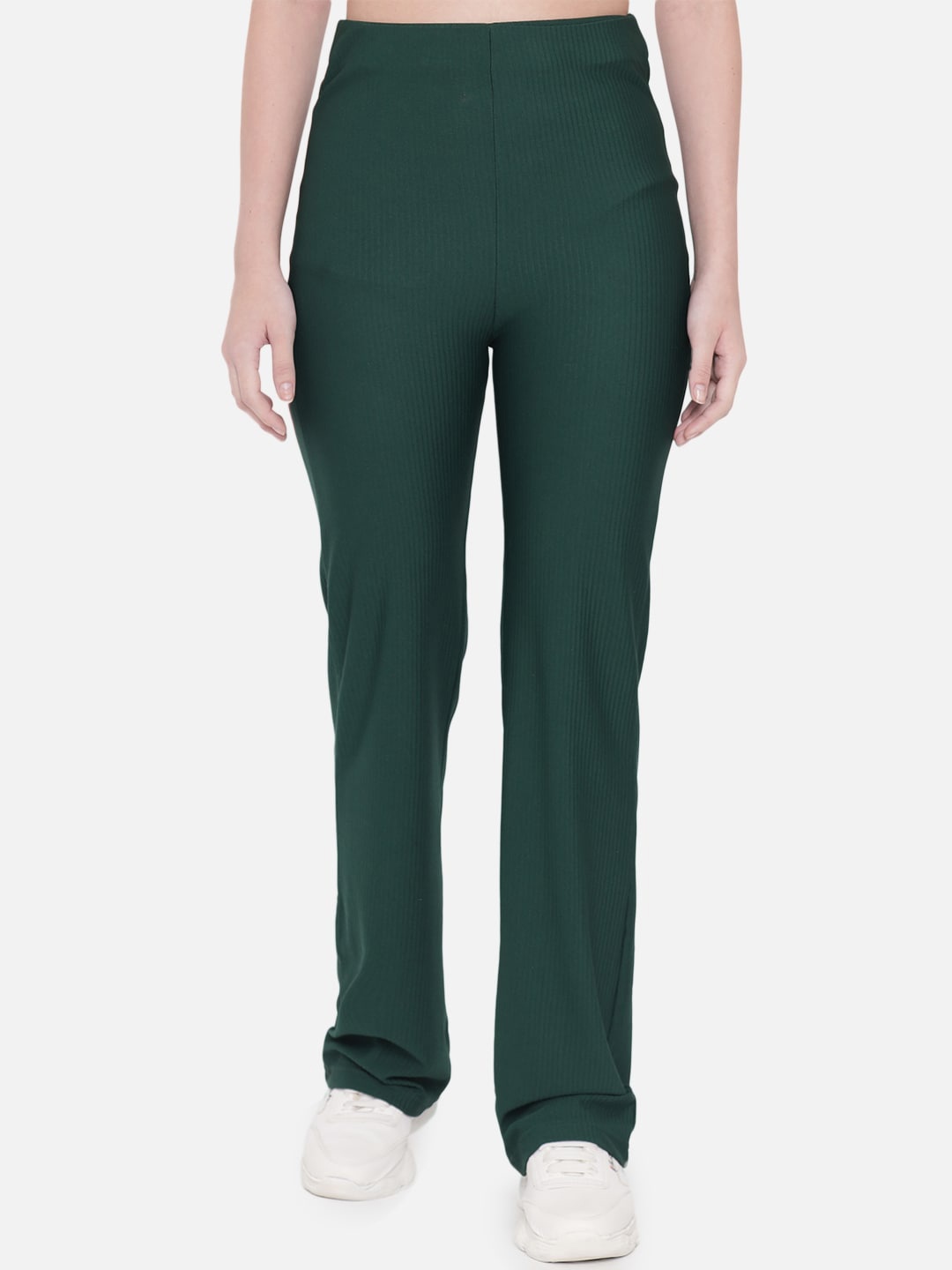 

Orchid Blues Women High-Rise Easy Wash Trousers, Green