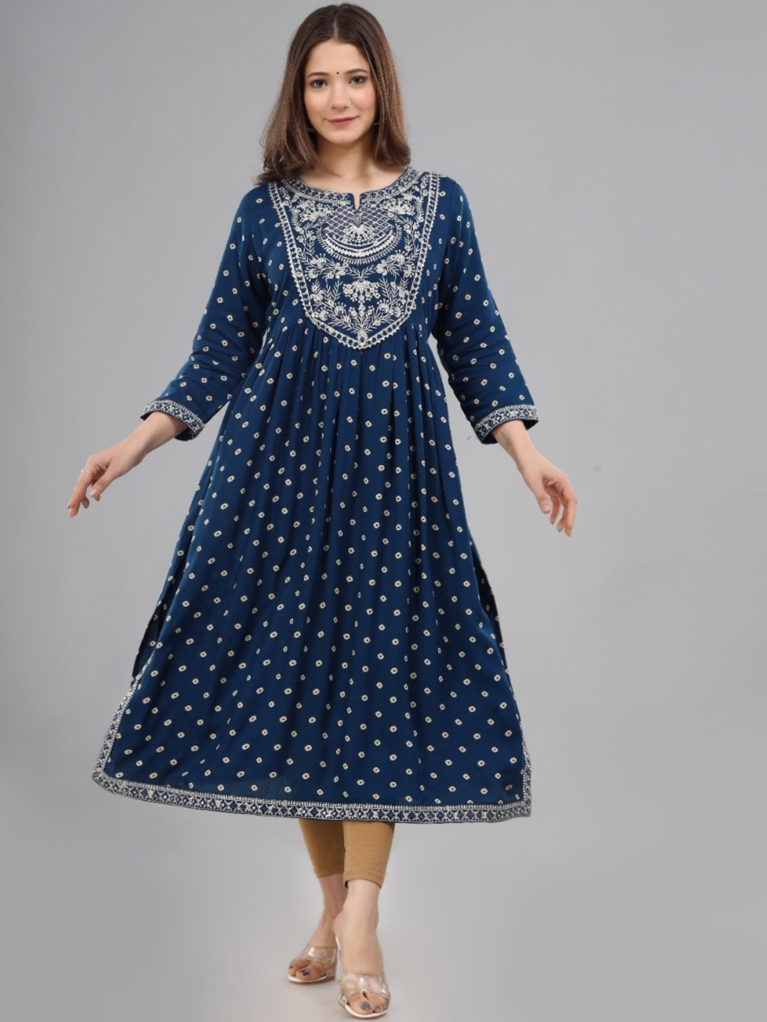 

KALINI Women Blue Ethnic Motifs Printed Kurta