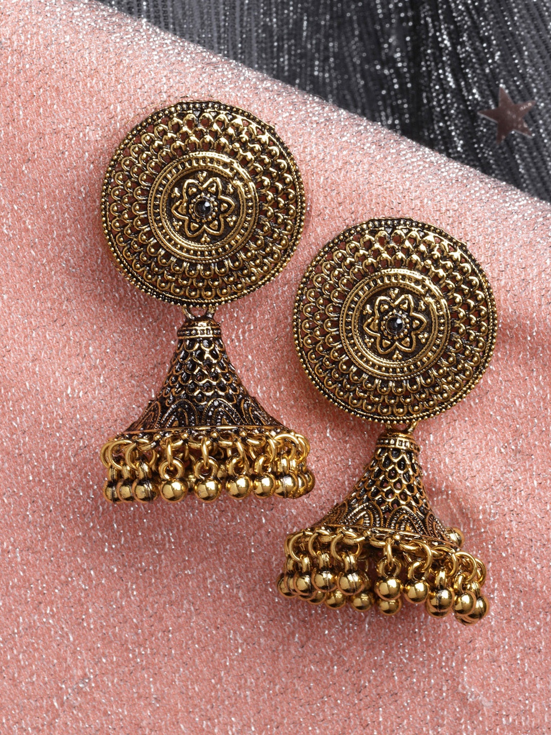 

PANASH Women Gold-Toned Circular Jhumkas Earrings