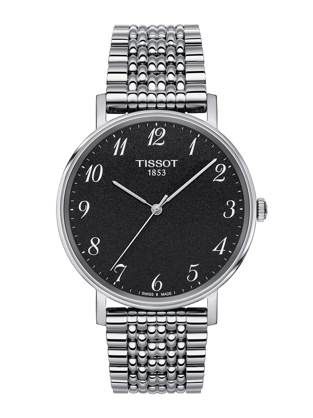

TISSOT Men Black Dial & Stainless Steel Bracelet Style Straps Analogue Watch T1094101107200