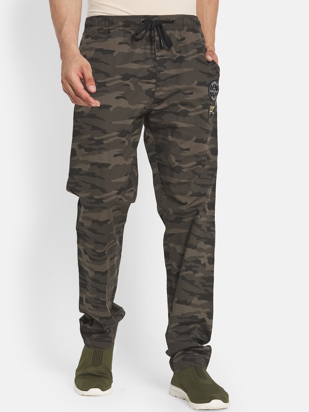 

Octave Men Plus Size Olive Green Printed Cotton Jogger