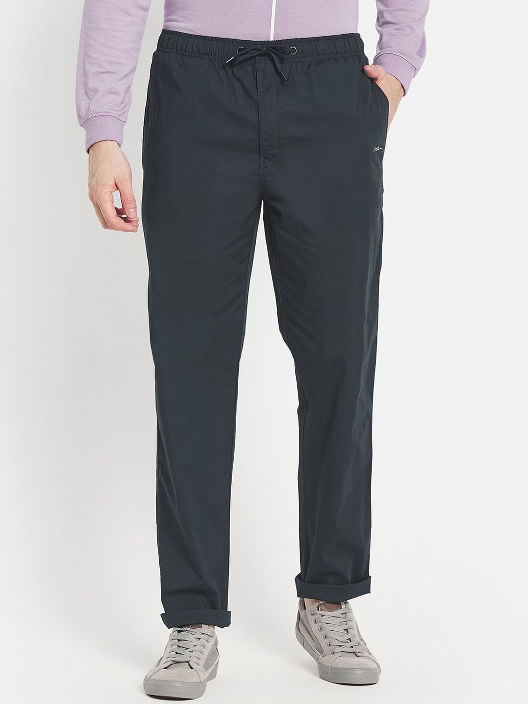 

Octave Men Green Solid Cotton Track Pant