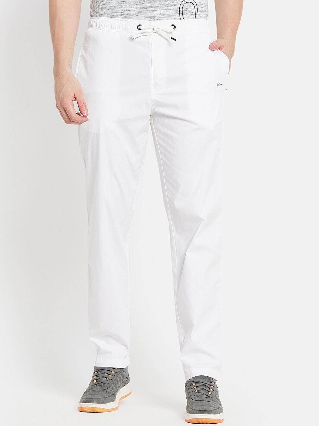 

Octave Men White Solid Cotton Track Pants