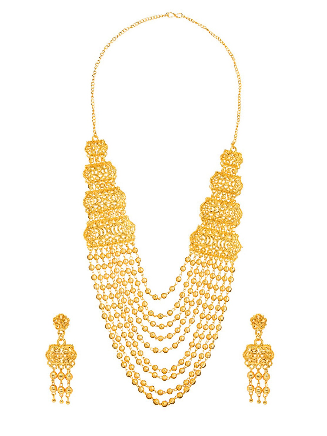 

Shining Jewel - By Shivansh Gold Plated Ball Necklace Jewellery Set